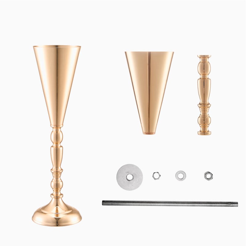 Lot de 10 vases à fleurs de mariage de 43 cm de haut, centre de table en métal doré - Mophorn
