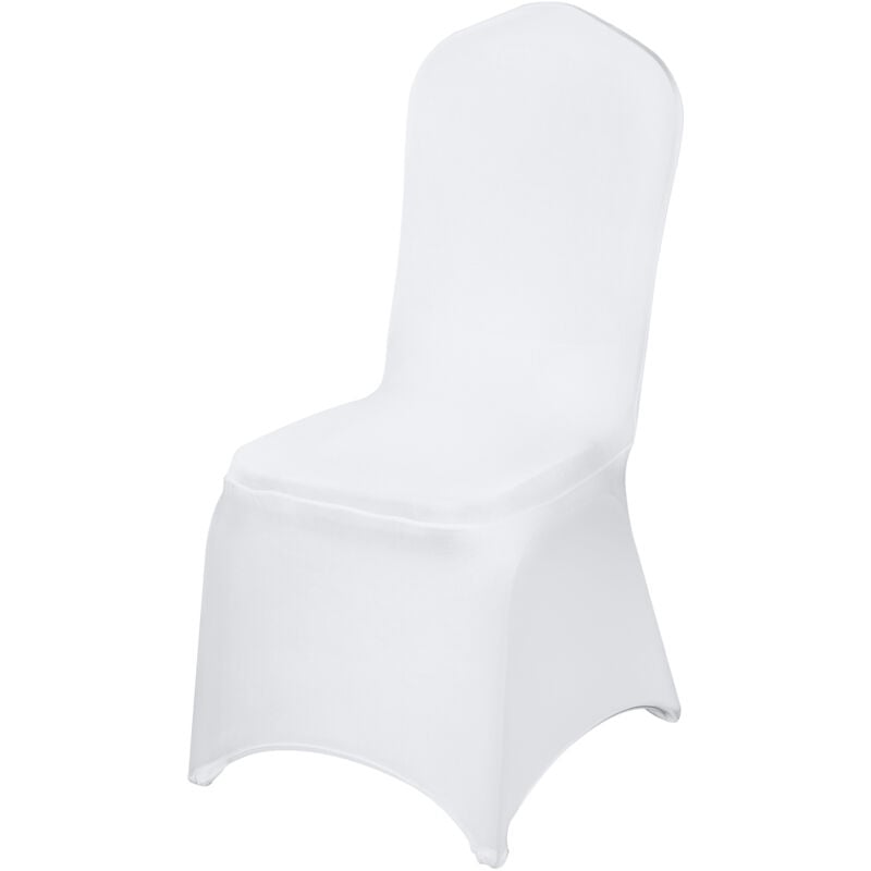 Mophorn - Lot de 100 housses de chaise pliantes en élasthanne extensible universelles, lavables et amovibles, blanches pour mariages, fêtes, banquets