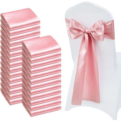 Mophorn Lot de 100 nœuds de chaise en satin rose élégant, dimensions 17 x 275 cm, parfaits pour décorer les chaises lors de mariages, cérémonies, fêtes prénatales et banquets.