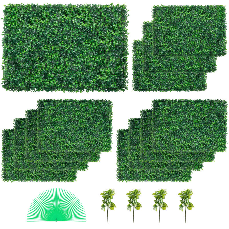 Mophorn - Lot de 12 panneaux muraux de haie de buis artificiels, 61 x 40,6 cm, gazon vert résistant aux uv de 4 cm, faux panneaux de buis pour
