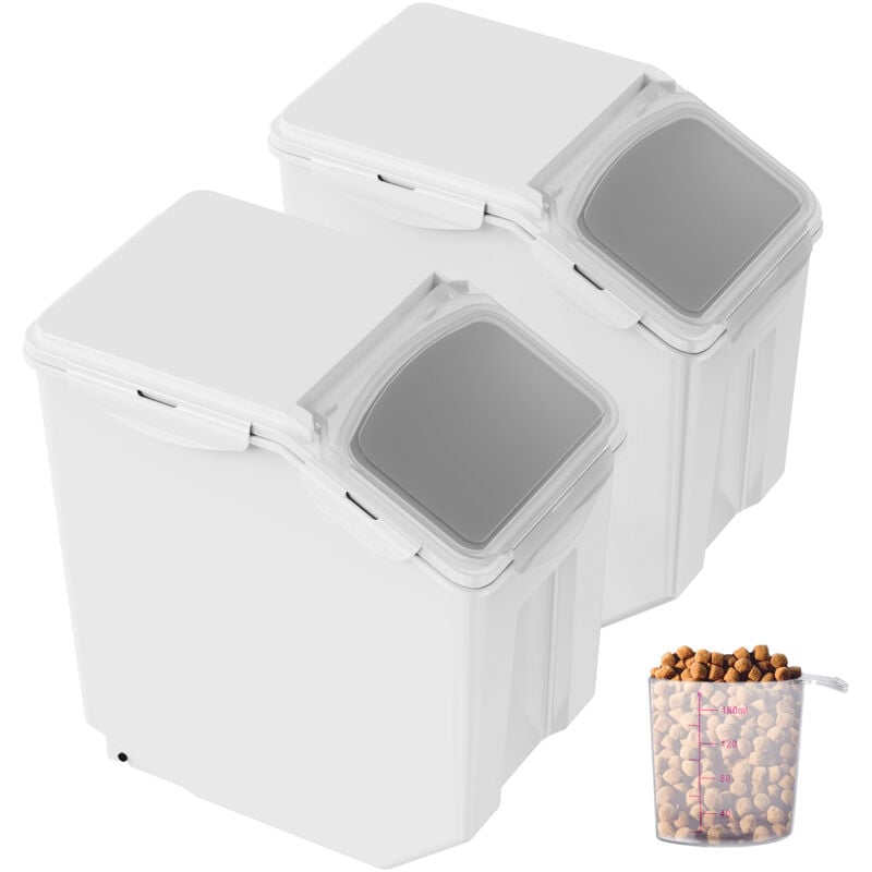 Mophorn - Lot de 2 bacs de rangement pour ingrédients de 15 l, distributeur de nourriture pour animaux de compagnie en pp avec couvercle hermétique,