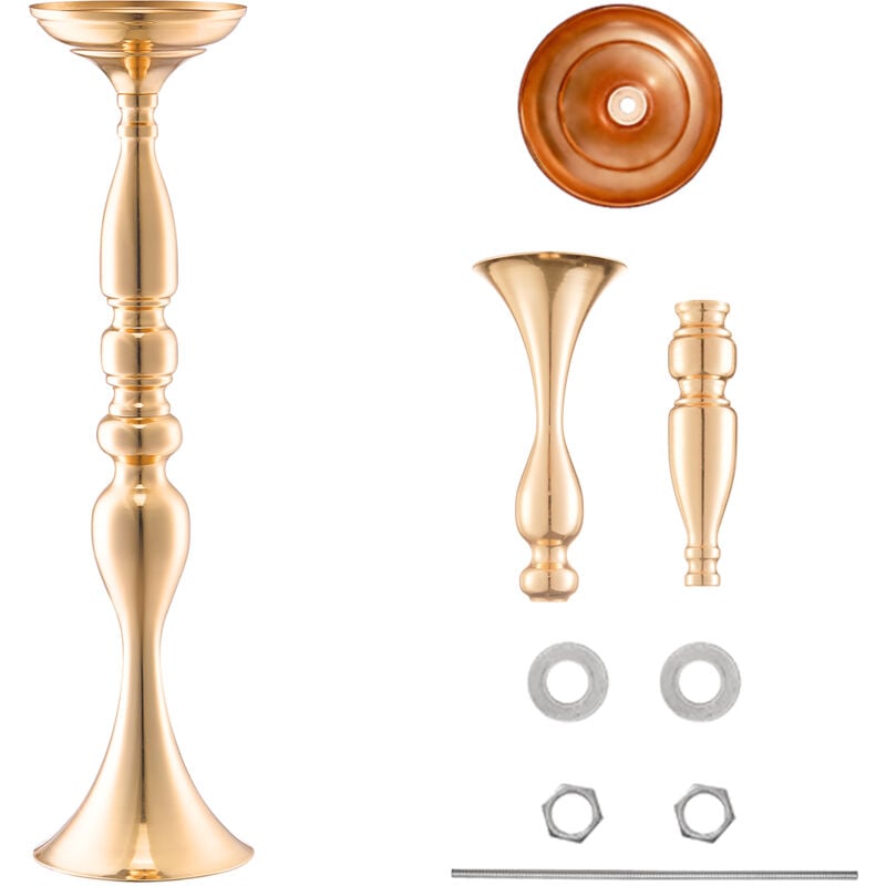 Lot de 24 vases à fleurs de mariage de 50 cm de haut, pièce maîtresse de mariage en métal, support de présentation de composition florale doré pour