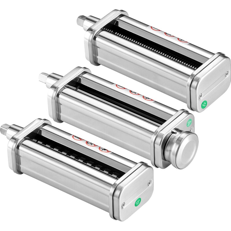 Lot de 3 accessoires pour pâtes pour mixeur sur socle KitchenAid - Ensemble en acier inoxydable avec rouleau à pâtes, coupe-spaghetti et fettuccine,