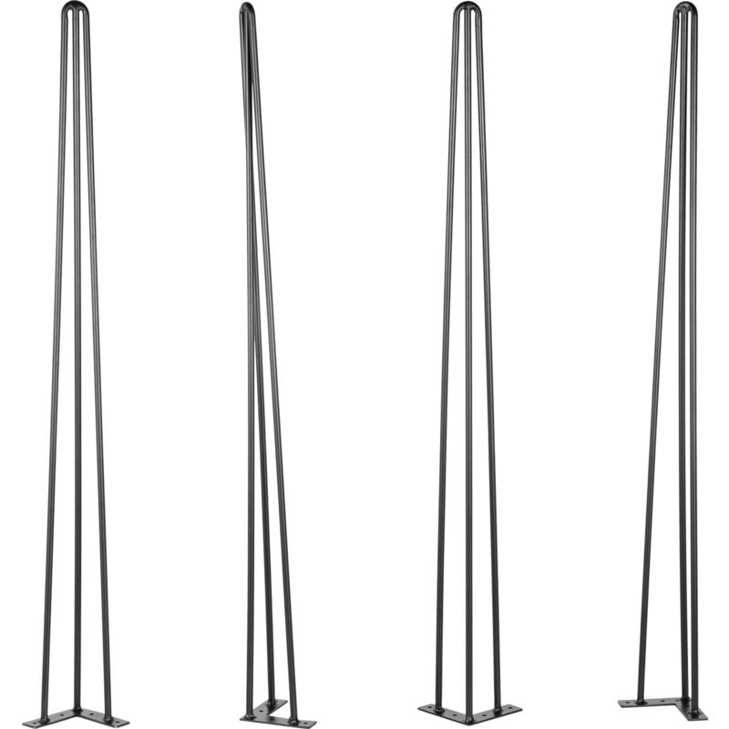 Lot de 4 pieds de table en épingle à cheveux 34 pouces Noir Capacité de 220 lb Pieds de meubles robustes en acier au carbone pour banc Table à manger