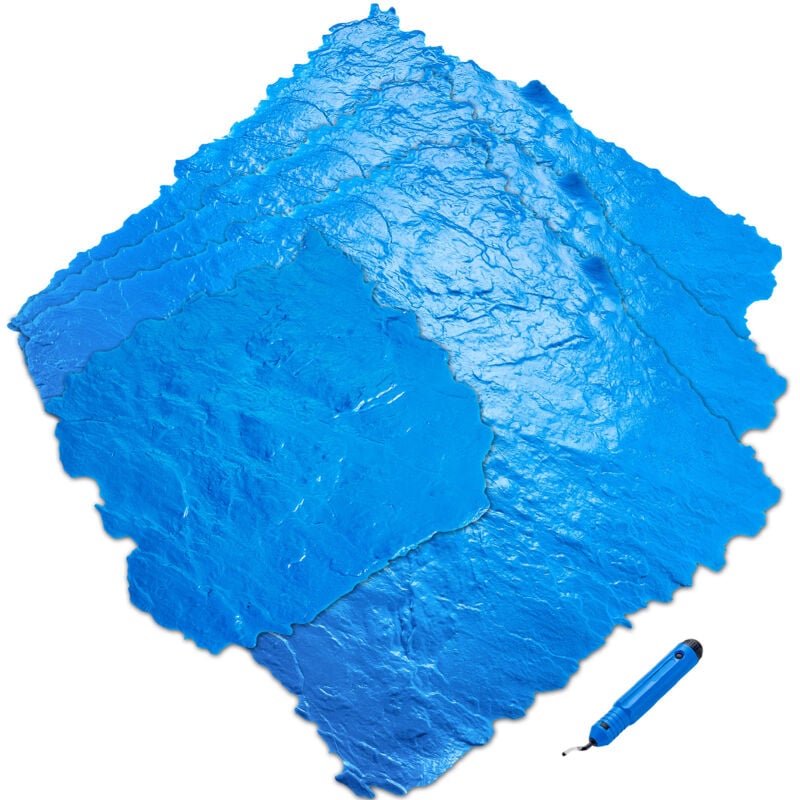 Lot de 4 tapis de tampons pour béton, 91,4 x 91,4 cm et 45,7 x 45,7 cm, moules de texture en ardoise en polyuréthane, motif de carrelage en pierre