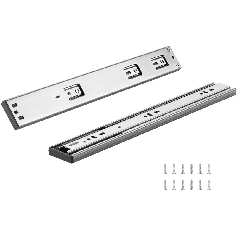 Lot de 6 paires de glissières de tiroir de 406.4 mm avec rails de montage latéral, rail en acier robuste à extension complète, glissières de guidage