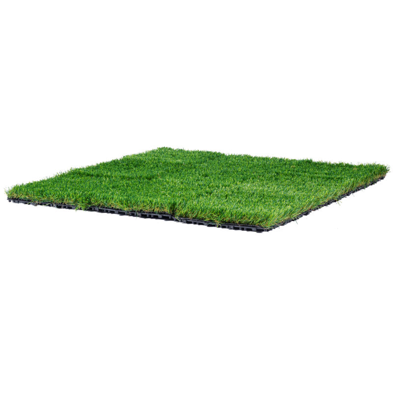 Mophorn - Lot de 9 dalles de gazon artificiel emboîtables 305 x 305 mm, tapis de sol auto-drainant, multi-usages intérieur/extérieur