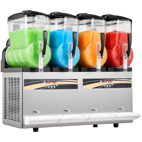 Mophorn Macchina per Granite e Bevande Ghiacciate 4x12L, 1650 W, con Funzione Autopulente per Succo, Frullati, Cocktail e Altre Bevande, Ideale per Feste, Eventi e Bar