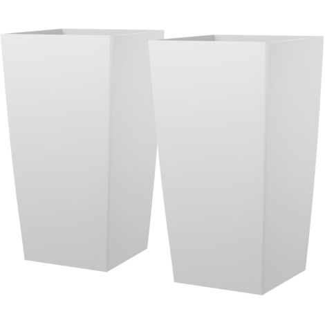 Mophorn Macetas Altas para Plantas de 750 mm, Juego de 2 Unidades, Maceteros Grandes para Uso Interior y Exterior, con Ruedas y Depósito, Estilo Moderno, Plástico, Ideal para Jardín y Hogar, Blanco