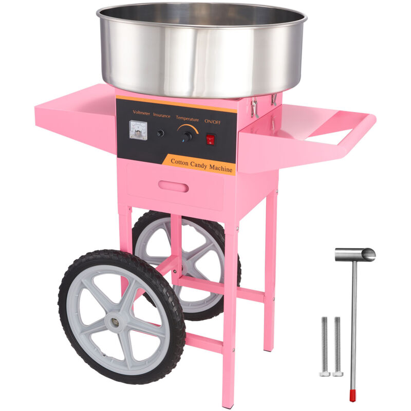 Mophorn - Machine à barbe à papa commerciale, 1000W avec chariot, machine à barbe à papa