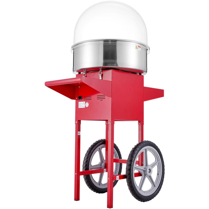 Mophorn - Machine à barbe à papa électrique 1000 w avec chariot, bol en acier inoxydable, cuillère à sucre et tiroir, rouge, machine à barbe à papa