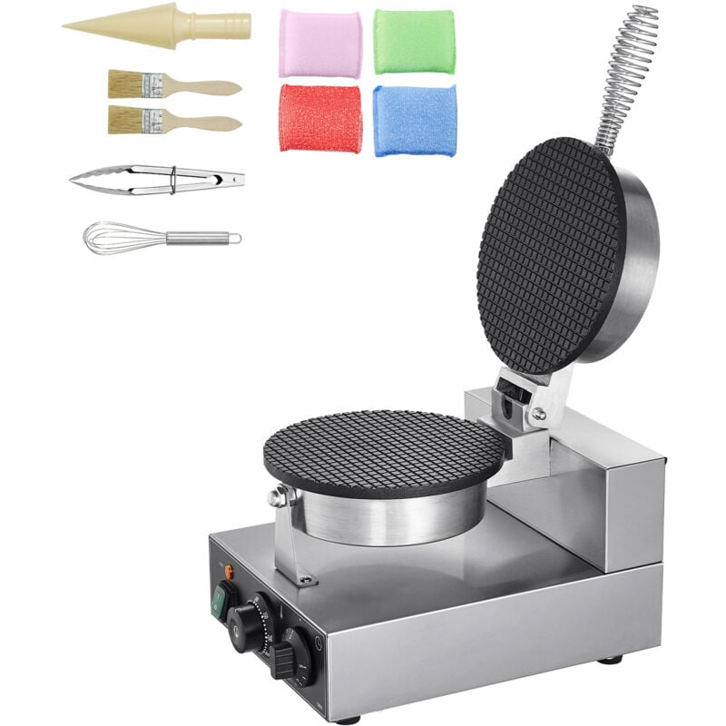 Mophorn Machine à cornets de glace électrique , 1230 W, commerciale, en acier inoxydable antiadhésif, contrôle de la température et du temps,