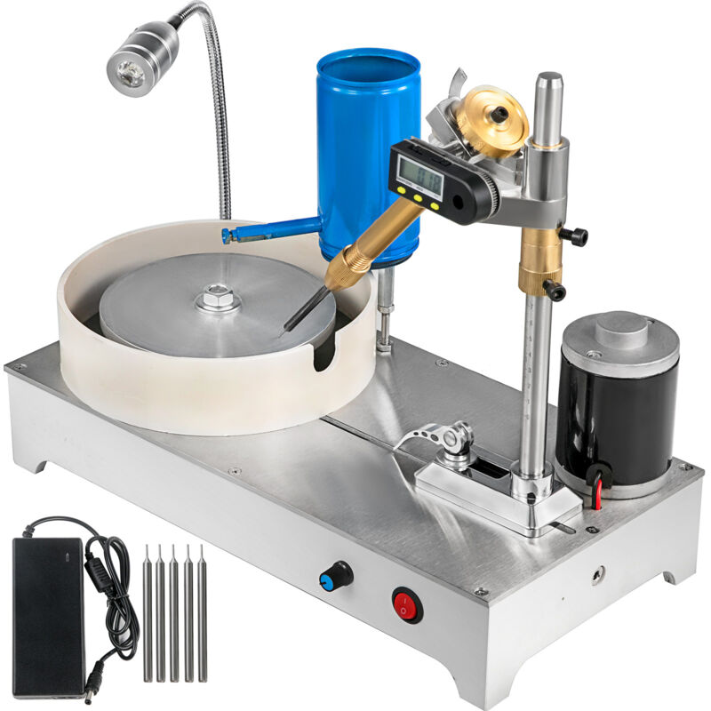 Machine à facettes pour pierres précieuses 1800 tr/min Broyeur lapidaire Polisseuse de bijoux Coupe-roche avec affichage numérique, poignée