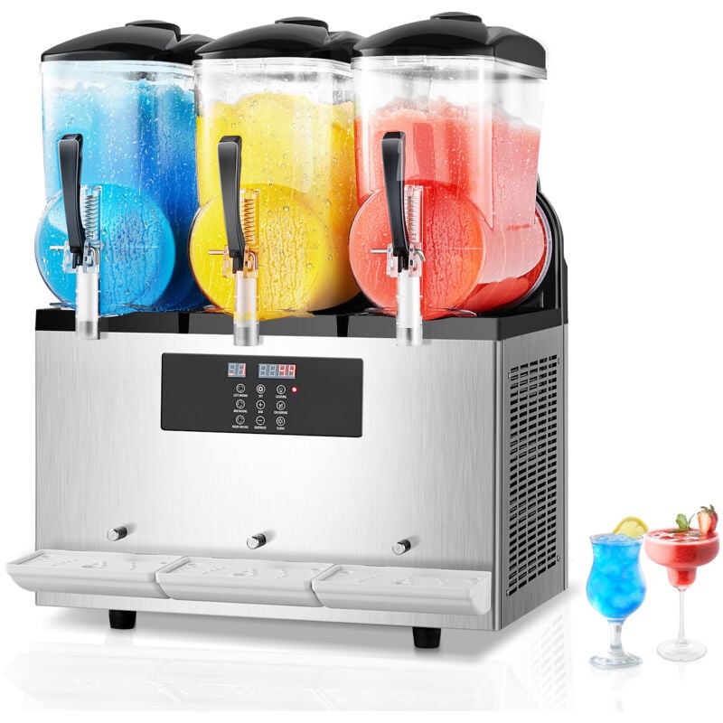 Machine à granité commerciale 12Lx3, machine à boissons glacées à triple réservoir, machine à granité à smoothie Margarita 144 tasses, acier