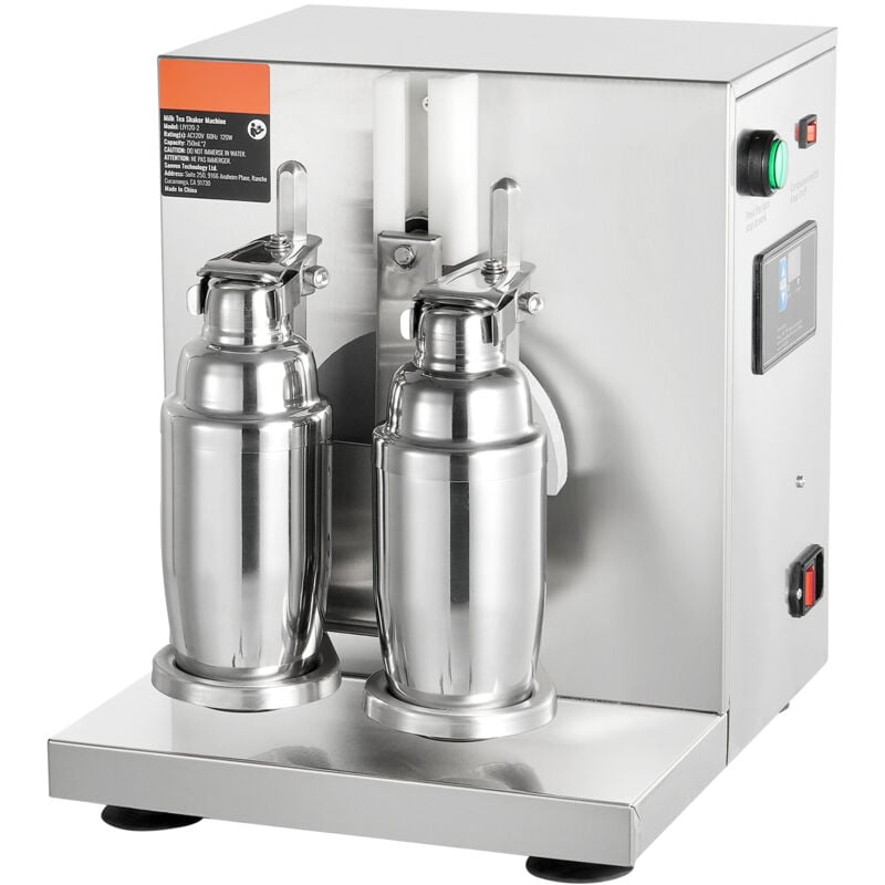 Mophorn - Machine à milkshakes, shaker à thé au lait commercial 120 w, mélangeur à double tête, mélangeur réglable 0-180 s, livré avec une tasse en