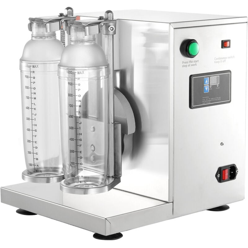 Mophorn - Machine à milkshakes, shaker à thé au lait commercial 120 w, mélangeur à double tête, réglable de 0 à 180 s, tasse pc de 1 l incluse, idéal