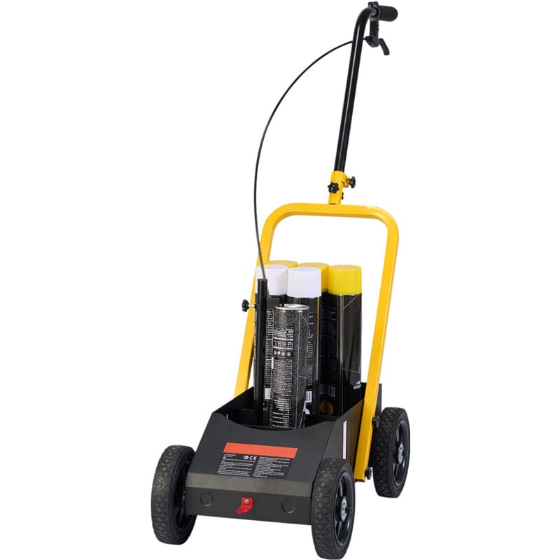 Mophorn - Machine de marquage de lignes, 61 x 33 x 90 cm, 4 roues, robuste, largeur réglable, pour routes, parkings, terrains de sport, noire,
