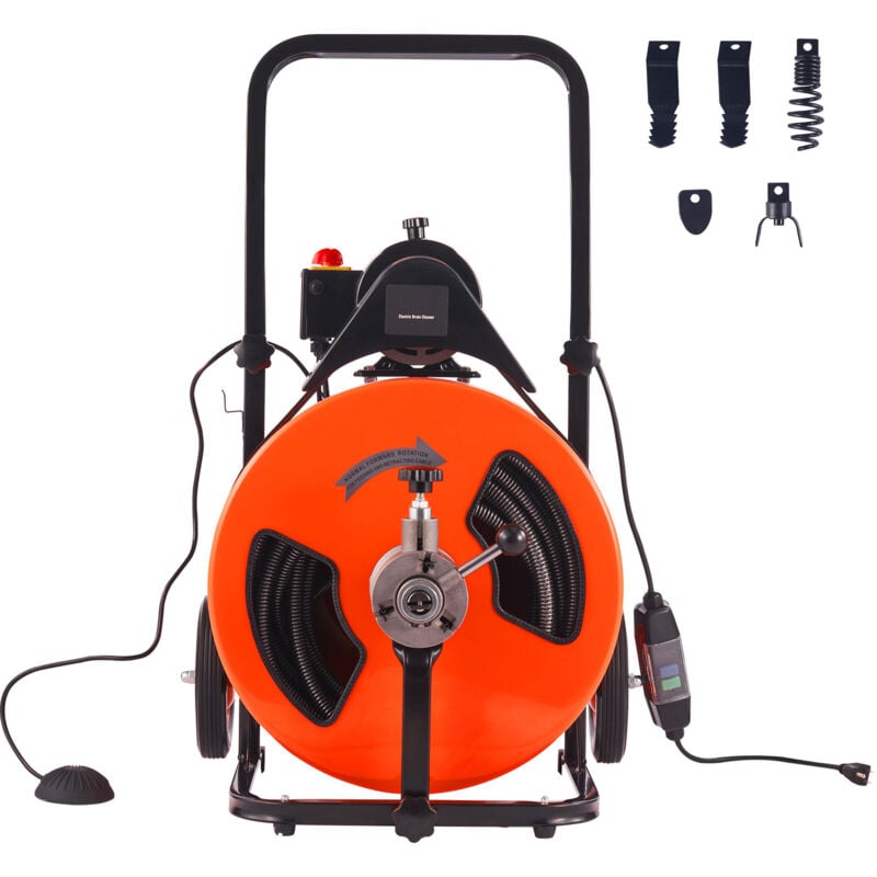Machine de nettoyage de canalisations 100 pieds x 3/4 pouces, alimentation automatique, 4 coupe-tuyaux - Mophorn