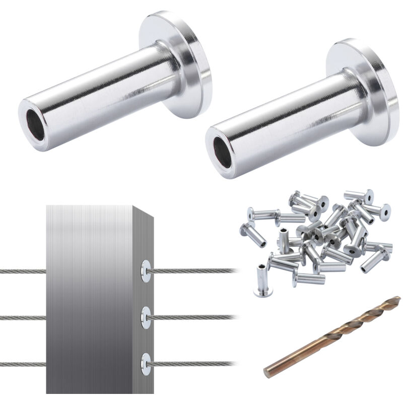 Vevor Manchons de protection acier inoxydable T316 pour garde-corps 81PCS cable metallique 1/8' T316 qualite marine, avec foret installation facile