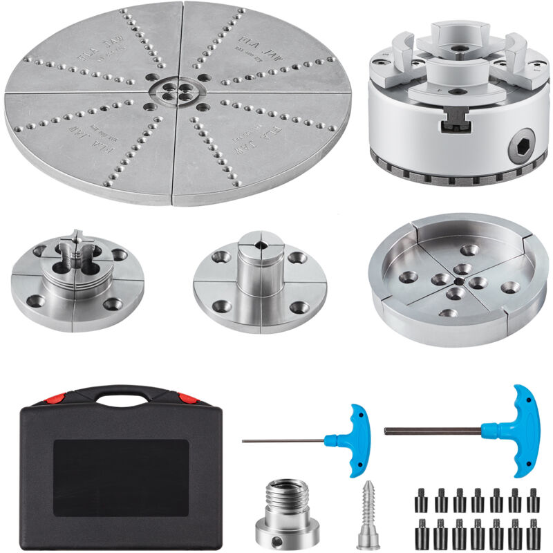 Mandrin de tour à 4 mâchoires KP965, accessoires de tournage en métal de 3,75' de diamètre avec 5 jeux de mâchoires, outil de précision à centrage