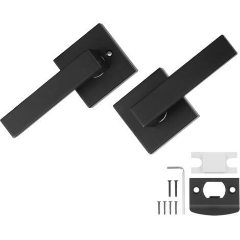 Mophorn Maniglia per porta di passaggio, confezione da 6, leva nera opaca, reversibile a sinistra/destra, rotazione a 45°, senza bloccaggio, quadrato universale per corridoi, armadi