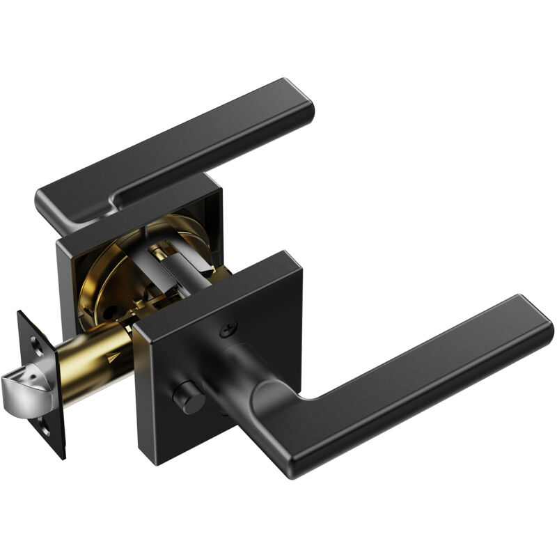 Image of Mophorn - Maniglia per porta Privacy, 10 pezzi, leva nera opaca, reversibile a sinistra/destra, serratura senza chiave, rotazione a 45°, maniglie