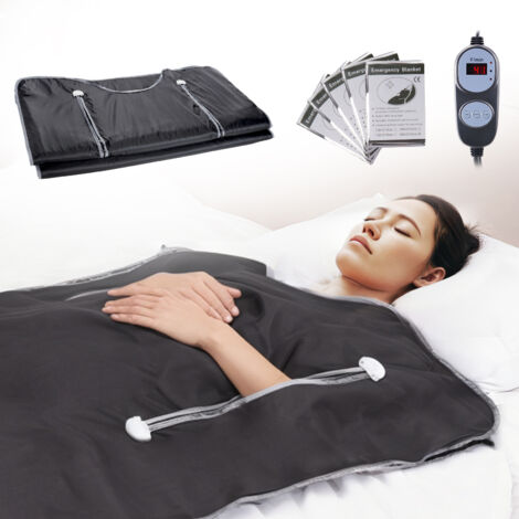 Mophorn Manta de sauna : calefacción por infrarrojos lejanos, orificios para los brazos para desintoxicación, Oxford, 71 x 31 pulgadas