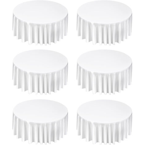 Mophorn Mantel redondo de poliéster, diseño elegante y transpirable, resistente a manchas y arrugas, diámetro de 3352 mm, ideal para bodas y celebraciones, paquete de 6 unidades, color blanco