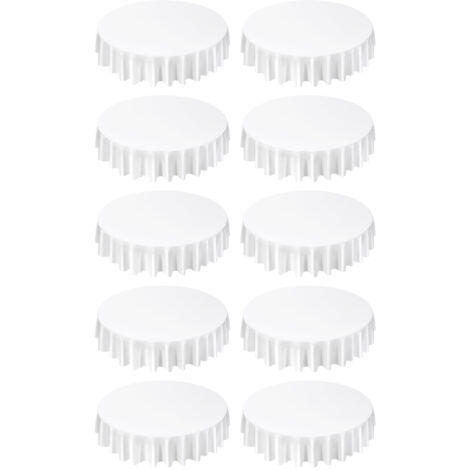 Mophorn Manteles redondos de 2286 mm, resistentes a las arrugas, lavables a máquina, fabricados en poliéster, suaves al tacto y transpirables,blanco, paquete de 10 unidades
