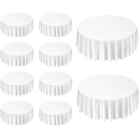 Mophorn Manteles redondos de 3048 mm, resistentes a las arrugas, lavables a máquina, fabricados en poliéster, ideales para fiestas, bodas, banquetes y eventos formales,blanco, paquete de 10 unidades
