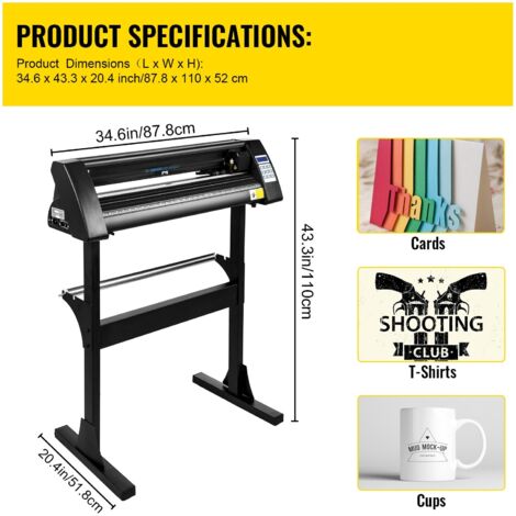 Mophorn Máquina cortadora de vinilo de 28 pulgadas, plotter con alimentación de papel de 720 mm y soporte de suelo resistente, color negro