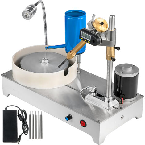 Mophorn Máquina de facetado de gemas de 1800 RPM, amoladora lapidaria, pulidora de joyas, cortadora de rocas con pantalla digital y mango mecánico, para piedras preciosas y joyas.