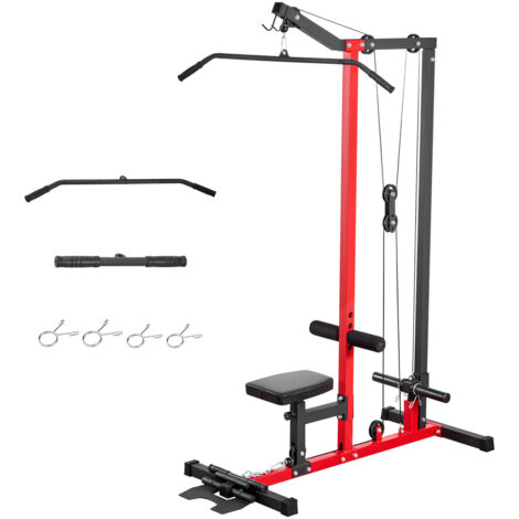 Mophorn Máquina de polea 2 en 1 con polea alta y baja,barra incluida,asiento ajustable en 3 posiciones,rodillo de espuma ajustable en 4 niveles,capacidad de carga de 227 kg para ejercicios de espalda