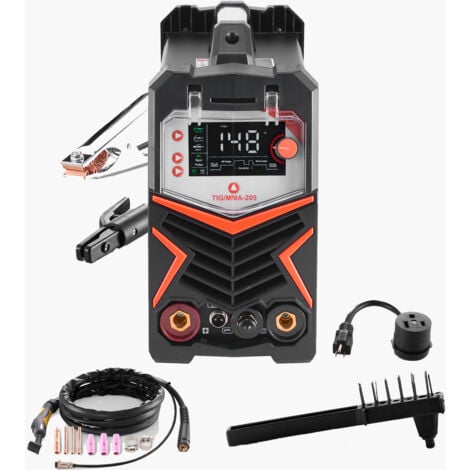 Mophorn Máquina de Soldadura TIG 3 en 1 de 205 A, Pantalla LED Amplia, Equipo de Soldar con Inversor IGBT y Encendido de Alta Frecuencia, TIG CC/TIG Pulsado CC/MMA, Varilla, 388 x 160 x 310 mm