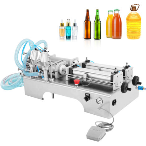 Mophorn Máquina llenadora de líquidos neumática  de 100 a 1000 ml con boquillas dobles para jugos y líquidos