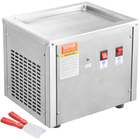 Mophorn Máquina para Hacer Helados Fritos Bandeja para Helados Fritos de 28 x 24 cm Plancha para Helados Enrollados de Acero Inoxidable con Compresor y 2 Raspadores para Hacer Helados, Yogur Helado