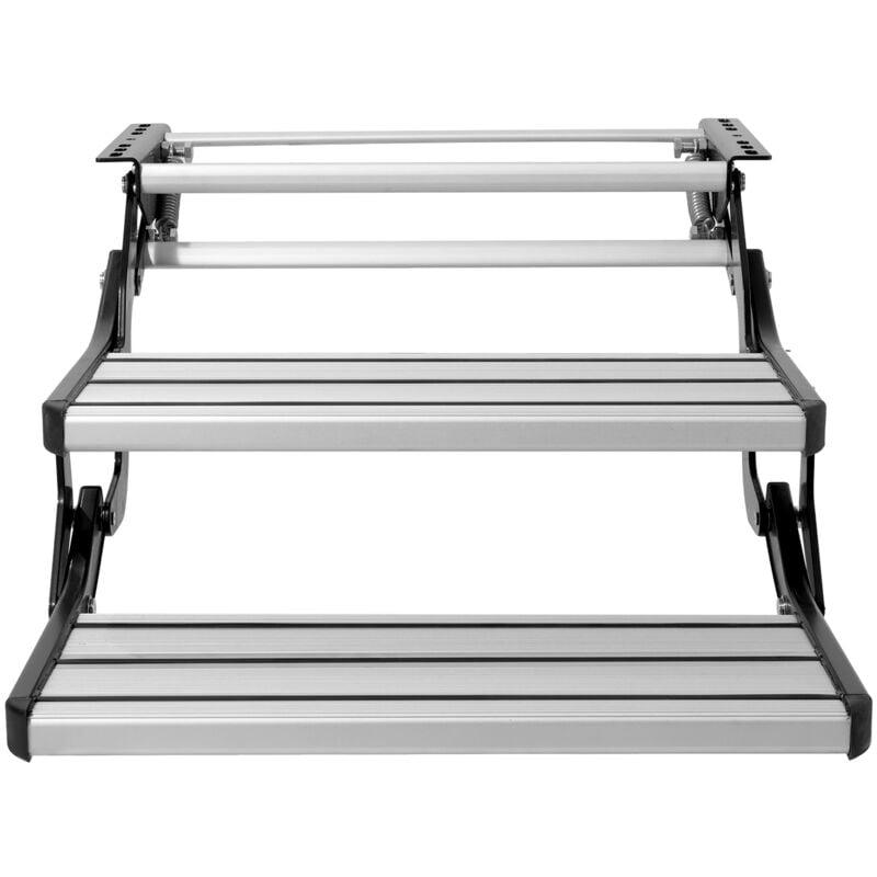 Marchepied rétractable manuel à 2 marches pour camping-car, capacité de charge de 440 lb, alliage d'aluminium, pliable, antidérapant, plaque d'acier