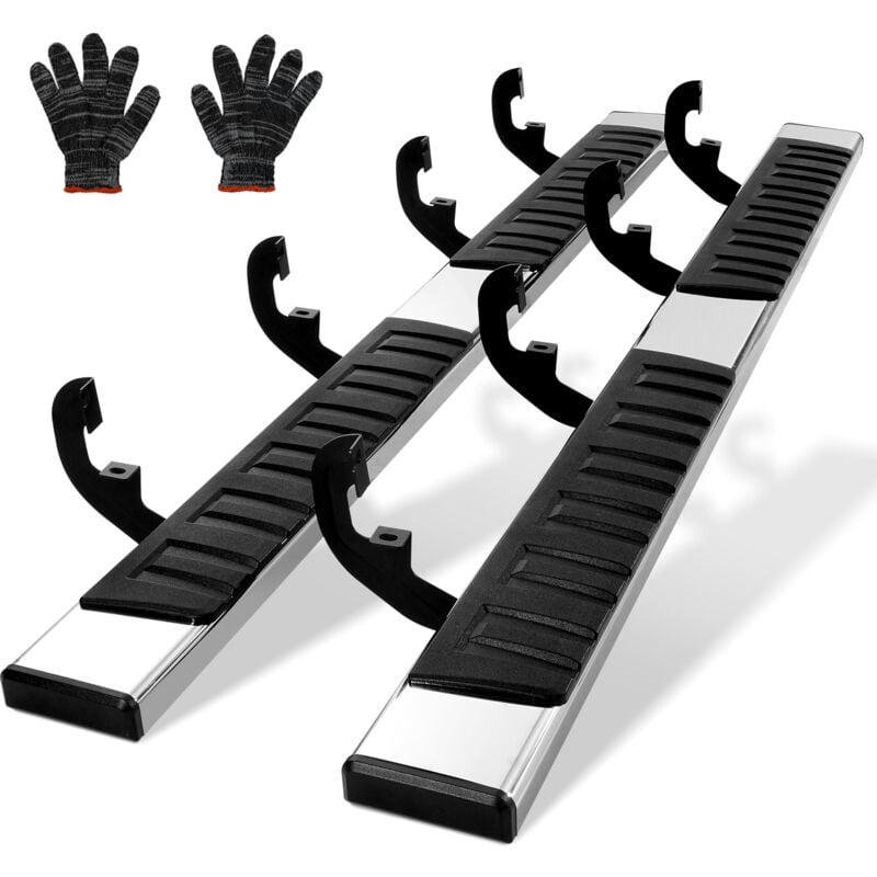 Vevor Marchepieds 2PCs de 16,5 cm Compatible avec Chevy Silverado 2019-2023/GMC Sierra 1500/Silverado 2020-2024 /Sierra 2500/Crew Cab3500HD, Barres