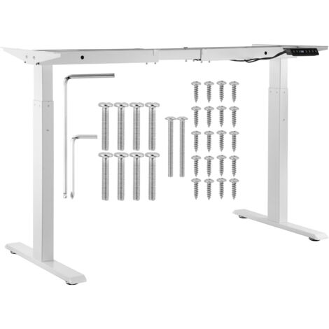 Mophorn Marco de Escritorio de Pie con Motor Dual Altura Ajustable 70-117 cm Patas Electricas para Escritorio Longitud de 110-178 cm Base de Estación de Trabajo para Hogar, Oficina, Solo Marco, Blanco