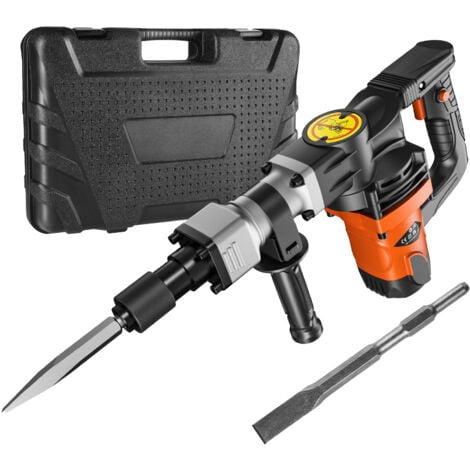 Mophorn Martillo de Demolición 1400W 19 J 2900BPM Martillo Electrico con Cable 5/8" con 2 Cinceles Reemplazables Mango Giratorio 360°Rompe Hormigón Antivibración para Cincelar Construcción Fontanería