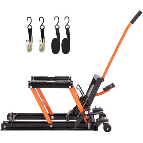 Mophorn Martinetto idraulico di sollevamento per moto 0,7 tonnellate ATV Tavolo di sollevamento a forbice portatile con 4 ruote - Supporto di sollevamento a pedale per moto ATV UTV Powersports