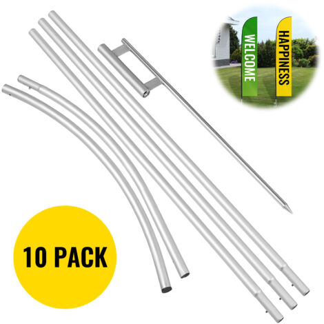 Mophorn Mât de drapeau publicitaire , 10 x paquets de drapeaux à plumes, ensembles de mâts de drapeau sans vent de 16 pieds avec piquet de montage au sol, kit de mâts de drapeau Swooper 6 pièces