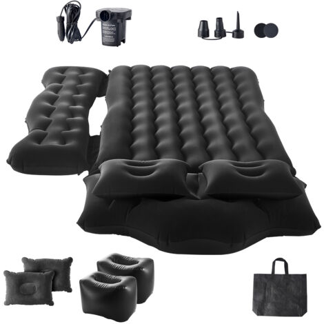 Mophorn Matelas gonflable pour voiture, lit floqué pour siège arrière, matelas portable et robuste avec pompe à air, 2 oreillers, embout et sac de transport, adapté aux SUV et MPV, noir