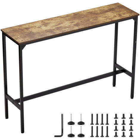 Mophorn Mesa alta de bar con estructura metálica duradera, diseño estrecho y alargado ideal para cocina o barra de cócteles. Fácil montaje, dimensiones de 139,7 x 38,1 x 99 cm,