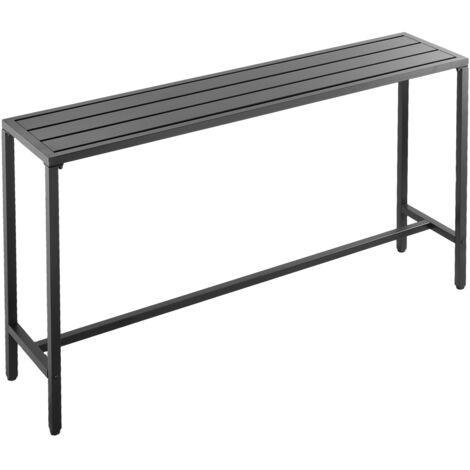 Mophorn Mesa alta de bar para exteriores, 1600 x 375 x 980 mm, mesa rectangular con superficie impermeable y estructura metálica duradera, ideal para jardín, terraza o área de piscina, negro