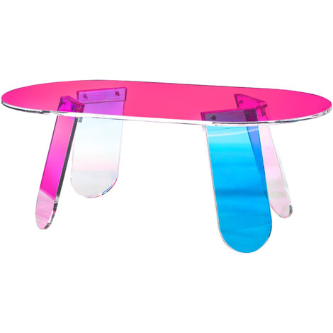 Mophorn Mesa de centro acrílica, mesa auxiliar iridiscente de 13,8", mesa auxiliar acrílica colorida para sala de estar, terraza, patio, refrigerio/bebida/comida