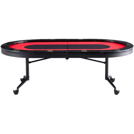 Mophorn Mesa de póquer plegable de 90 pulgadas para 10 jugadores Mesa de casino Texas Holdem Blackjack con rieles acolchados y portavasos de acero inoxidable Mesa de juego de cartas Juego de mesa