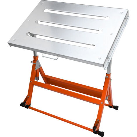 Mophorn Mesa de soldadura , 30" x 20", banco de trabajo de acero con ruedas y capacidad para 400 lb, banco de trabajo plegable con ranuras de 1,1", 3 ángulos de inclinación, altura ajustable y rieles 