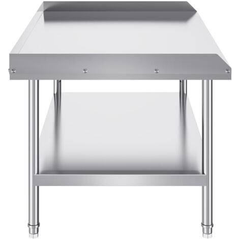 Mophorn Mesa de trabajo de acero inoxidable de 30 x 48 x 26 pulgadas, mesa comercial de preparación de alimentos resistente con protector contra salpicaduras de 3 lados.