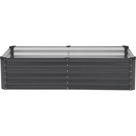 Mophorn Metal Raised Garden Bed, 6 x 3 x 1.5 ft, Galvanized, Spacious for Gardening, Dark Gray